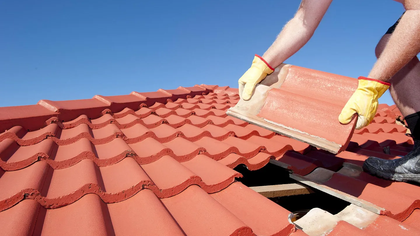 roof repair being carried out