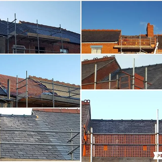 multiple images of a re-roofing task