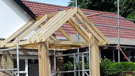 front door sheltered area being built